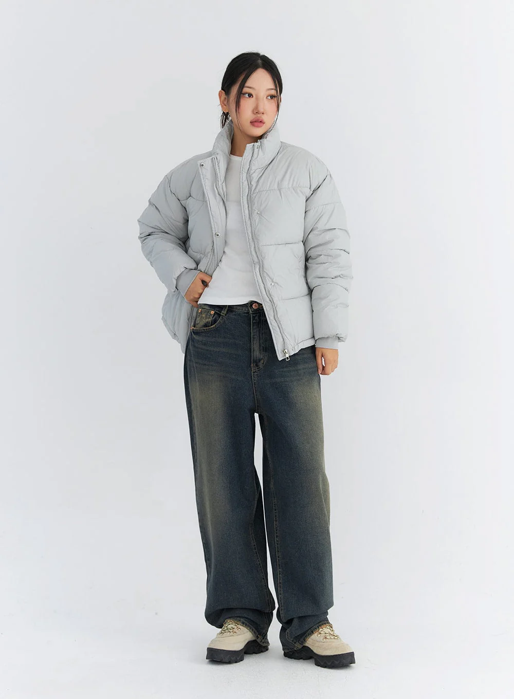 Zip-Up Stand Collar Puffer Jacket CO319 - Image 5