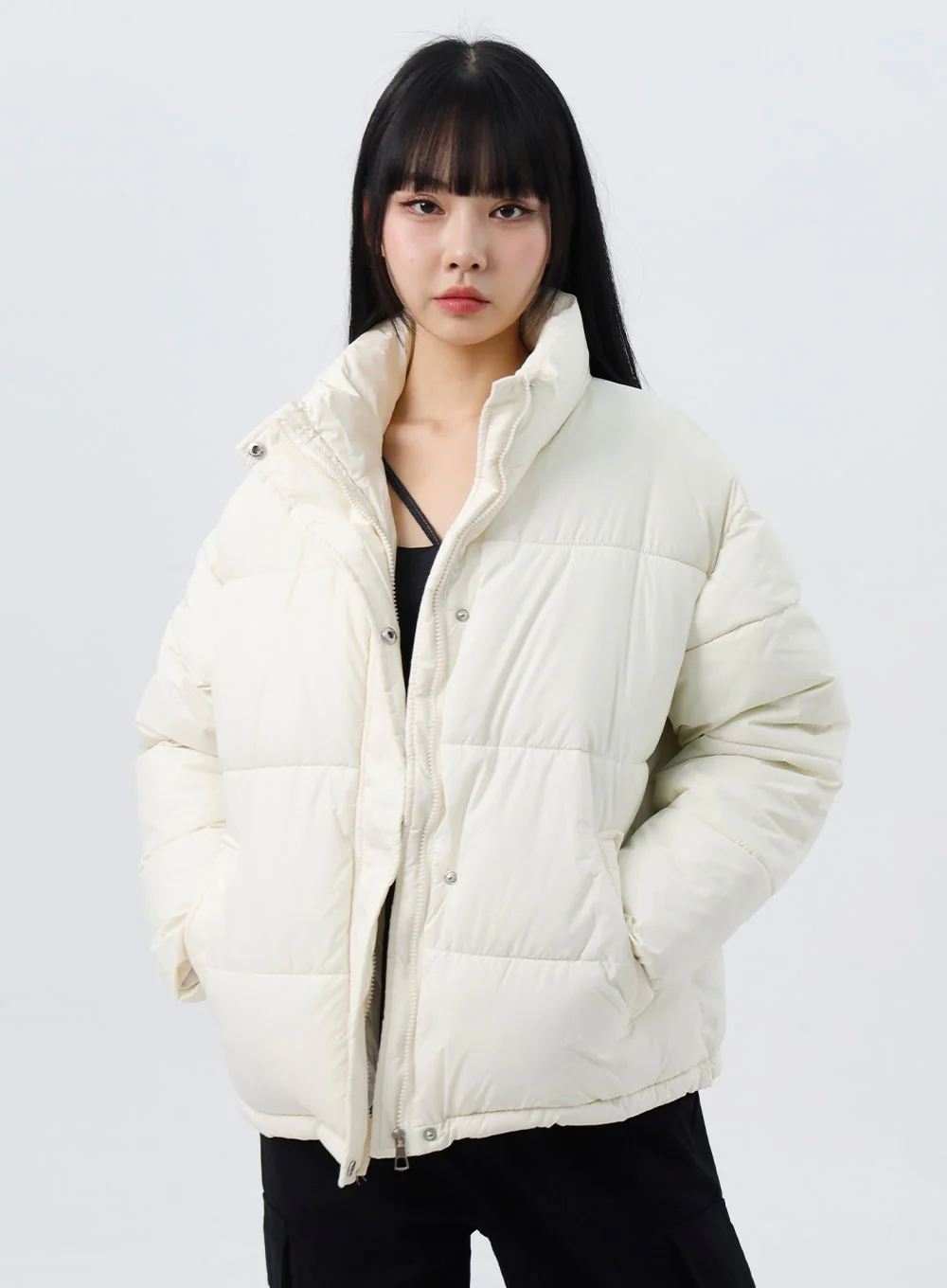 Zip-Up Stand Collar Puffer Jacket CO319 - Image 8