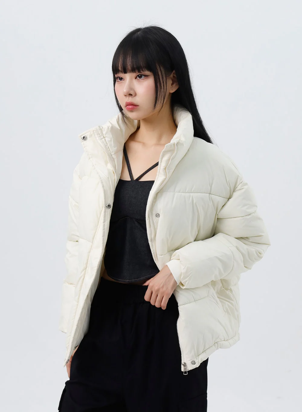 Zip-Up Stand Collar Puffer Jacket CO319 - Image 9