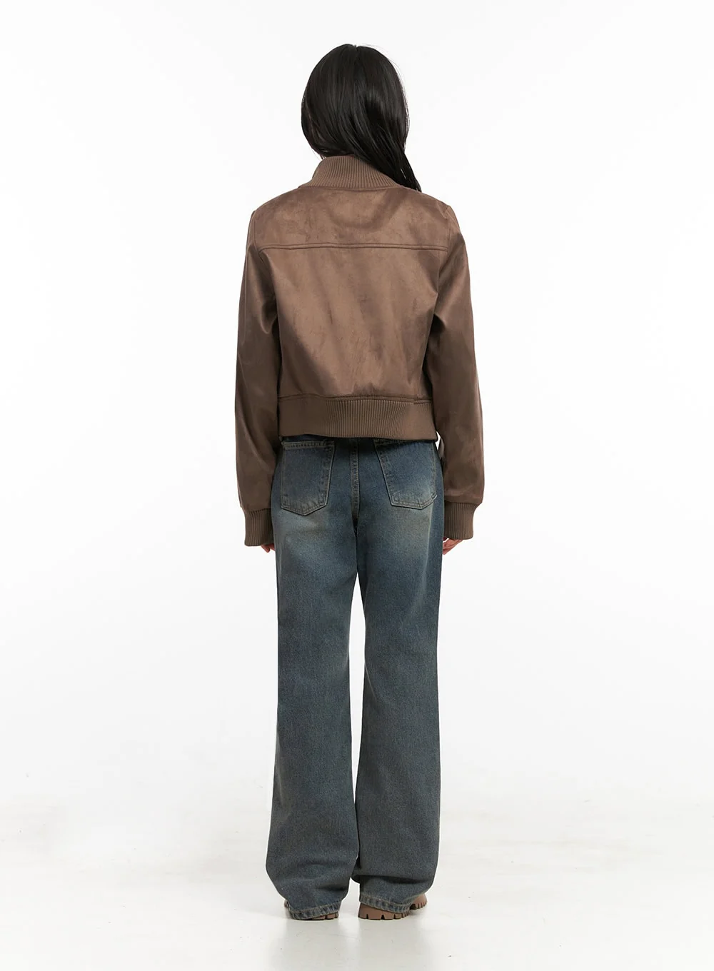 Zip-Up Suede Bomber Jacket ID402 - Image 10